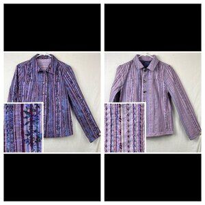 Reversible Embroidered Button Front Jacket‎ Womens Medium Cottage Pastel Western